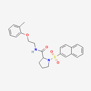 molecular formula C24H26N2O4S B11515727 N-[2-(2-methylphenoxy)ethyl]-1-(naphthalen-2-ylsulfonyl)prolinamide 