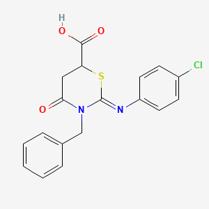 molecular formula C18H15ClN2O3S B11515728 (2Z)-3-benzyl-2-[(4-chlorophenyl)imino]-4-oxo-1,3-thiazinane-6-carboxylic acid 