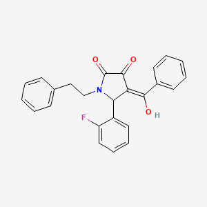 molecular formula C25H20FNO3 B11515753 5-(2-fluorophenyl)-3-hydroxy-4-(phenylcarbonyl)-1-(2-phenylethyl)-1,5-dihydro-2H-pyrrol-2-one 