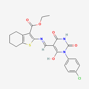 ethyl 2-({(Z)-[1-(4-chlorophenyl)-2,4,6-trioxotetrahydropyrimidin-5(2H)-ylidene]methyl}amino)-4,5,6,7-tetrahydro-1-benzothiophene-3-carboxylate