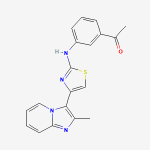 molecular formula C19H16N4OS B11515790 1-(3-{[4-(2-Methylimidazo[1,2-a]pyridin-3-yl)-1,3-thiazol-2-yl]amino}phenyl)ethanone 