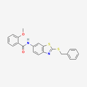 molecular formula C22H18N2O2S2 B11515814 N-[2-(benzylsulfanyl)-1,3-benzothiazol-6-yl]-2-methoxybenzamide 