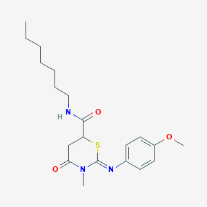 (2Z)-N-heptyl-2-[(4-methoxyphenyl)imino]-3-methyl-4-oxo-1,3-thiazinane-6-carboxamide