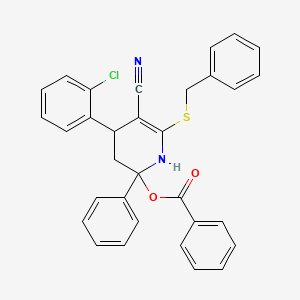 6-(Benzylsulfanyl)-4-(2-chlorophenyl)-5-cyano-2-phenyl-1,2,3,4-tetrahydropyridin-2-yl benzoate