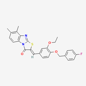 2-((Z)-1-{3-ethoxy-4-[(4-fluorobenzyl)oxy]phenyl}methylidene)-7,8-dimethyl[1,3]thiazolo[3,2-a][1,3]benzimidazol-3-one