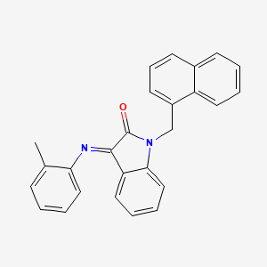 (3E)-3-[(2-methylphenyl)imino]-1-(naphthalen-1-ylmethyl)-1,3-dihydro-2H-indol-2-one