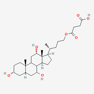 molecular formula C₂₈H₄₆O₇ B1151594 4-oxo-4-[(4R)-4-[(3R,5R,7R,10S,12S,13R,14S,17R)-3,7,12-trihydroxy-10,13-dimethyl-2,3,4,5,6,7,8,9,11,12,14,15,16,17-tetradecahydro-1H-cyclopenta[a]phenanthren-17-yl]pentoxy]butanoic acid 