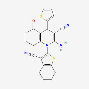 2-Amino-1-(3-cyano-4,5,6,7-tetrahydro-1-benzothiophen-2-yl)-5-oxo-4-(thiophen-2-yl)-1,4,5,6,7,8-hexahydroquinoline-3-carbonitrile