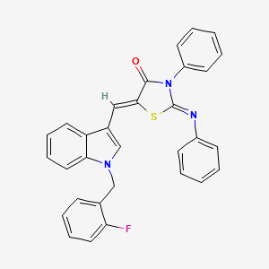 (2E,5Z)-5-{[1-(2-fluorobenzyl)-1H-indol-3-yl]methylidene}-3-phenyl-2-(phenylimino)-1,3-thiazolidin-4-one