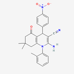 2-Amino-7,7-dimethyl-1-(2-methylphenyl)-4-(4-nitrophenyl)-5-oxo-1,4,5,6,7,8-hexahydroquinoline-3-carbonitrile