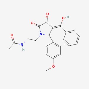 molecular formula C22H22N2O5 B11515997 N-{2-[3-hydroxy-5-(4-methoxyphenyl)-2-oxo-4-(phenylcarbonyl)-2,5-dihydro-1H-pyrrol-1-yl]ethyl}acetamide 