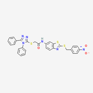 2-[(4,5-diphenyl-4H-1,2,4-triazol-3-yl)sulfanyl]-N-{2-[(4-nitrobenzyl)sulfanyl]-1,3-benzothiazol-6-yl}acetamide