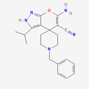 molecular formula C21H25N5O B11516035 6'-amino-1-benzyl-3'-(propan-2-yl)-1'H-spiro[piperidine-4,4'-pyrano[2,3-c]pyrazole]-5'-carbonitrile 