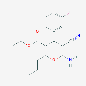 Ethyl 6-amino-5-cyano-4-(3-fluorophenyl)-2-propyl-4H-pyran-3-carboxylate