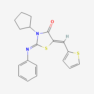 (2Z,5Z)-3-cyclopentyl-2-(phenylimino)-5-(thiophen-2-ylmethylidene)-1,3-thiazolidin-4-one