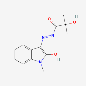 molecular formula C13H15N3O3 B11516056 Propan-1-one, 2-hydroxy-2-methyl-1-(2-hydroxy-1-methyl-3-indolylazo)- 