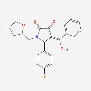 molecular formula C22H20BrNO4 B11516063 (4E)-5-(4-bromophenyl)-4-[hydroxy(phenyl)methylidene]-1-(tetrahydrofuran-2-ylmethyl)pyrrolidine-2,3-dione 