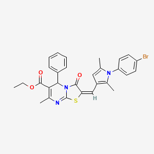 ethyl (2E)-2-{[1-(4-bromophenyl)-2,5-dimethyl-1H-pyrrol-3-yl]methylidene}-7-methyl-3-oxo-5-phenyl-2,3-dihydro-5H-[1,3]thiazolo[3,2-a]pyrimidine-6-carboxylate