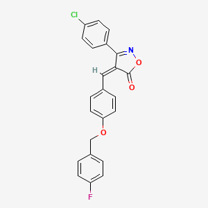 molecular formula C23H15ClFNO3 B11516096 (4Z)-3-(4-chlorophenyl)-4-{4-[(4-fluorobenzyl)oxy]benzylidene}-1,2-oxazol-5(4H)-one 