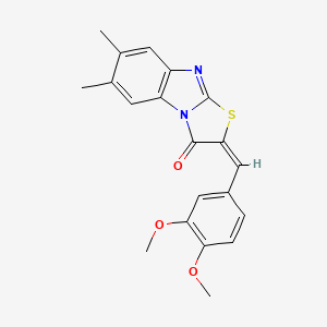 (2E)-2-(3,4-dimethoxybenzylidene)-6,7-dimethyl[1,3]thiazolo[3,2-a]benzimidazol-3(2H)-one