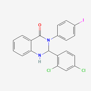 molecular formula C20H13Cl2IN2O B11516130 2-(2,4-Dichlorophenyl)-3-(4-iodophenyl)-1,2-dihydroquinazolin-4-one 