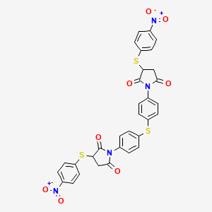 molecular formula C32H22N4O8S3 B11516152 1,1'-(Sulfanediyldibenzene-4,1-diyl)bis{3-[(4-nitrophenyl)sulfanyl]pyrrolidine-2,5-dione} 