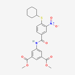 molecular formula C23H24N2O7S B11516157 Dimethyl 5-({[4-(cyclohexylsulfanyl)-3-nitrophenyl]carbonyl}amino)benzene-1,3-dicarboxylate 