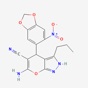 6-Amino-4-(6-nitro-1,3-benzodioxol-5-yl)-3-propyl-1,4-dihydropyrano[2,3-c]pyrazole-5-carbonitrile