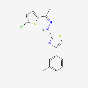 molecular formula C17H16ClN3S2 B11516209 2-{(2Z)-2-[1-(5-chlorothiophen-2-yl)ethylidene]hydrazinyl}-4-(3,4-dimethylphenyl)-1,3-thiazole 