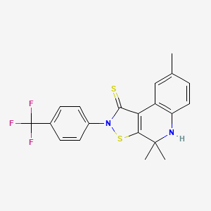 molecular formula C20H17F3N2S2 B11516229 4,4,8-trimethyl-2-[4-(trifluoromethyl)phenyl]-4,5-dihydro[1,2]thiazolo[5,4-c]quinoline-1(2H)-thione 