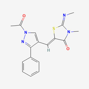 (2E,5Z)-5-[(1-acetyl-3-phenyl-1H-pyrazol-4-yl)methylidene]-3-methyl-2-(methylimino)-1,3-thiazolidin-4-one