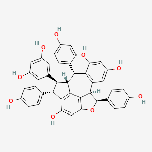 molecular formula C42H32O9 B1151625 苯并[5,6]蔚蓝烯[7,8,1-cde]苯并呋喃-2,6,8-三醇,4-(3,5-二羟基苯基)-3,4,4a,5,9b,10-六氢-3,5,10-三(4-羟基苯基)-, (3R,4R,4aS,5S,9bS,10R)-rel-(+)- CAS No. 625096-18-6