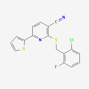 Pyridine-3-carbonitrile, 2-(2-chloro-6-fluorobenzylthio)-6-(2-thienyl)-