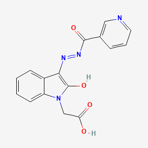 {(3E)-2-oxo-3-[2-(pyridin-3-ylcarbonyl)hydrazinylidene]-2,3-dihydro-1H-indol-1-yl}acetic acid