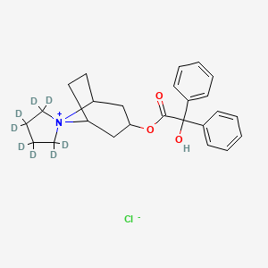 molecular formula C₂₅H₂₂D₈ClNO₃ B1151628 (2',2',3',3',4',4',5',5'-Octadeuteriospiro[8-azoniabicyclo[3.2.1]octane-8,1'-azolidin-1-ium]-3-yl) 2-hydroxy-2,2-diphenylacetate;chloride 