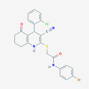 molecular formula C24H19BrClN3O2S B11516299 N-(4-bromophenyl)-2-{[4-(2-chlorophenyl)-3-cyano-5-oxo-1,4,5,6,7,8-hexahydroquinolin-2-yl]sulfanyl}acetamide 