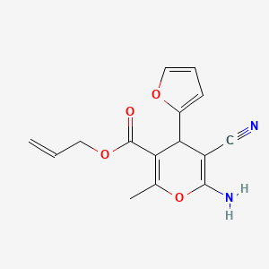 molecular formula C15H14N2O4 B11516310 prop-2-enyl 6-amino-5-cyano-4-(furan-2-yl)-2-methyl-4H-pyran-3-carboxylate CAS No. 341500-94-5