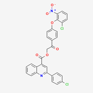 molecular formula C30H18Cl2N2O6 B11516371 2-[4-(2-Chloro-6-nitrophenoxy)phenyl]-2-oxoethyl 2-(4-chlorophenyl)quinoline-4-carboxylate 