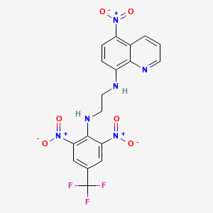 molecular formula C18H13F3N6O6 B11516373 N-[2,6-dinitro-4-(trifluoromethyl)phenyl]-N'-(5-nitroquinolin-8-yl)ethane-1,2-diamine 