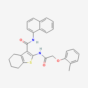 molecular formula C28H26N2O3S B11516407 2-{[(2-methylphenoxy)acetyl]amino}-N-(naphthalen-1-yl)-4,5,6,7-tetrahydro-1-benzothiophene-3-carboxamide 