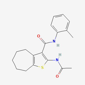 molecular formula C19H22N2O2S B11516447 2-(acetylamino)-N-(2-methylphenyl)-5,6,7,8-tetrahydro-4H-cyclohepta[b]thiophene-3-carboxamide 