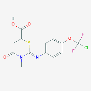 molecular formula C13H11ClF2N2O4S B11516465 (2E)-2-({4-[chloro(difluoro)methoxy]phenyl}imino)-3-methyl-4-oxo-1,3-thiazinane-6-carboxylic acid 