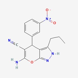 6-Amino-4-(3-nitrophenyl)-3-propyl-1,4-dihydropyrano[2,3-c]pyrazole-5-carbonitrile