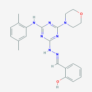 2-[(E)-(2-{4-[(2,5-dimethylphenyl)amino]-6-(morpholin-4-yl)-1,3,5-triazin-2-yl}hydrazinylidene)methyl]phenol