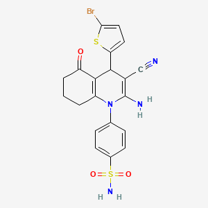 4-(2-Amino-4-(5-bromothiophen-2-yl)-3-cyano-5-oxo-5,6,7,8-tetrahydroquinolin-1(4H)-yl)benzenesulfonamide