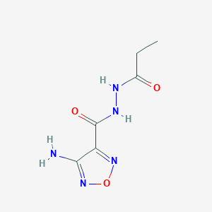 molecular formula C6H9N5O3 B11516621 4-amino-N'-propanoyl-1,2,5-oxadiazole-3-carbohydrazide 