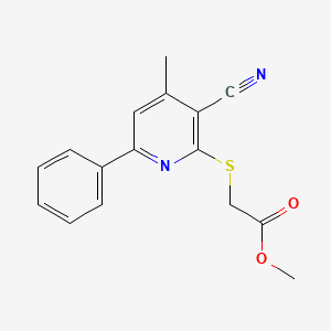 molecular formula C16H14N2O2S B11516623 Methyl [(3-cyano-4-methyl-6-phenyl-2-pyridinyl)thio]acetate 