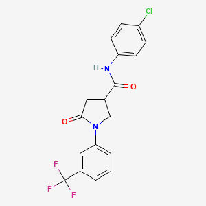 molecular formula C18H14ClF3N2O2 B11516631 N-(4-chlorophenyl)-5-oxo-1-[3-(trifluoromethyl)phenyl]pyrrolidine-3-carboxamide 