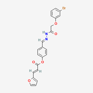 molecular formula C22H17BrN2O5 B11516678 4-[(E)-{2-[(3-bromophenoxy)acetyl]hydrazinylidene}methyl]phenyl (2E)-3-(furan-2-yl)prop-2-enoate 