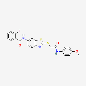 2-fluoro-N-[2-[2-(4-methoxyanilino)-2-oxoethyl]sulfanyl-1,3-benzothiazol-6-yl]benzamide